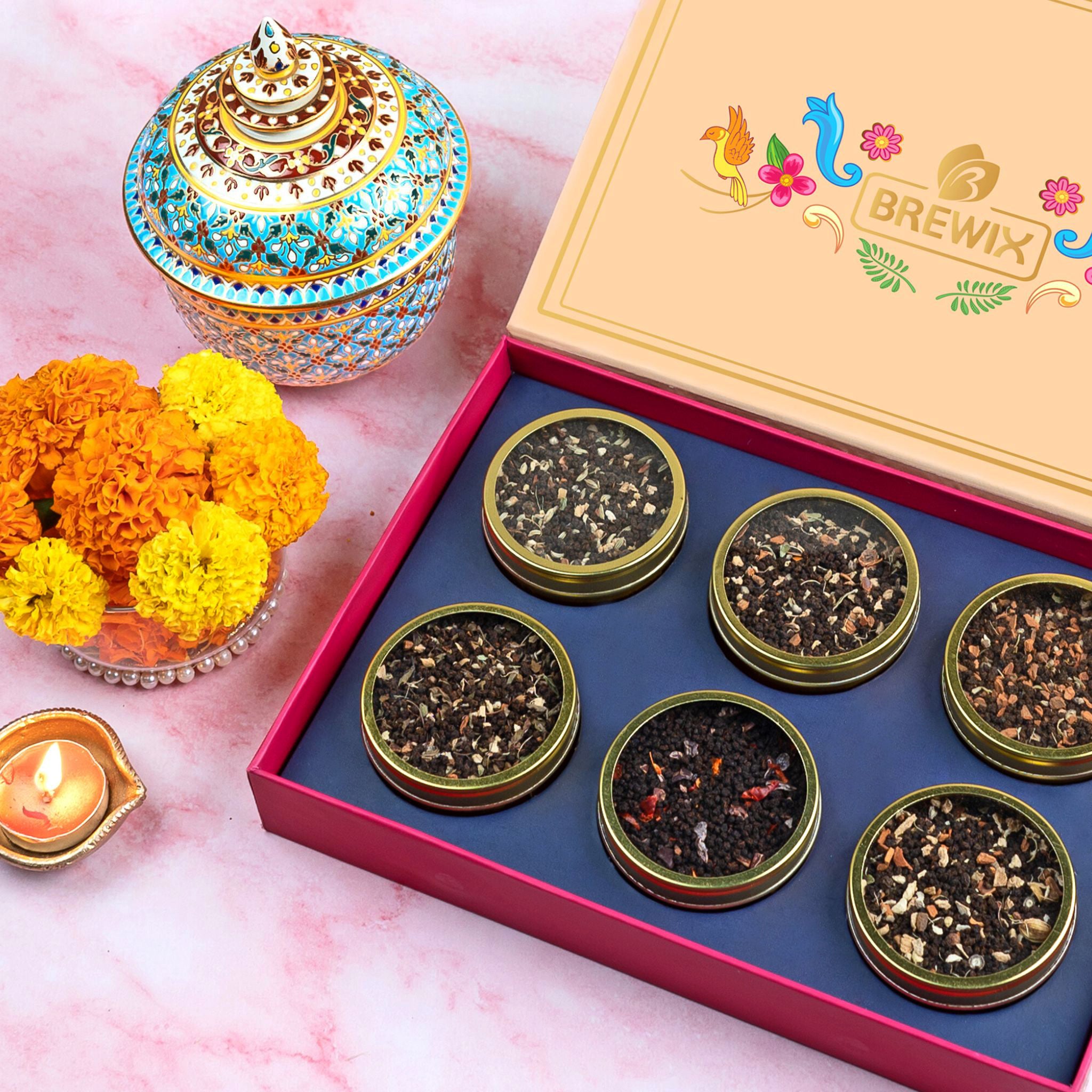 Discover India Chai Tea Gift Set Box, Set of 6