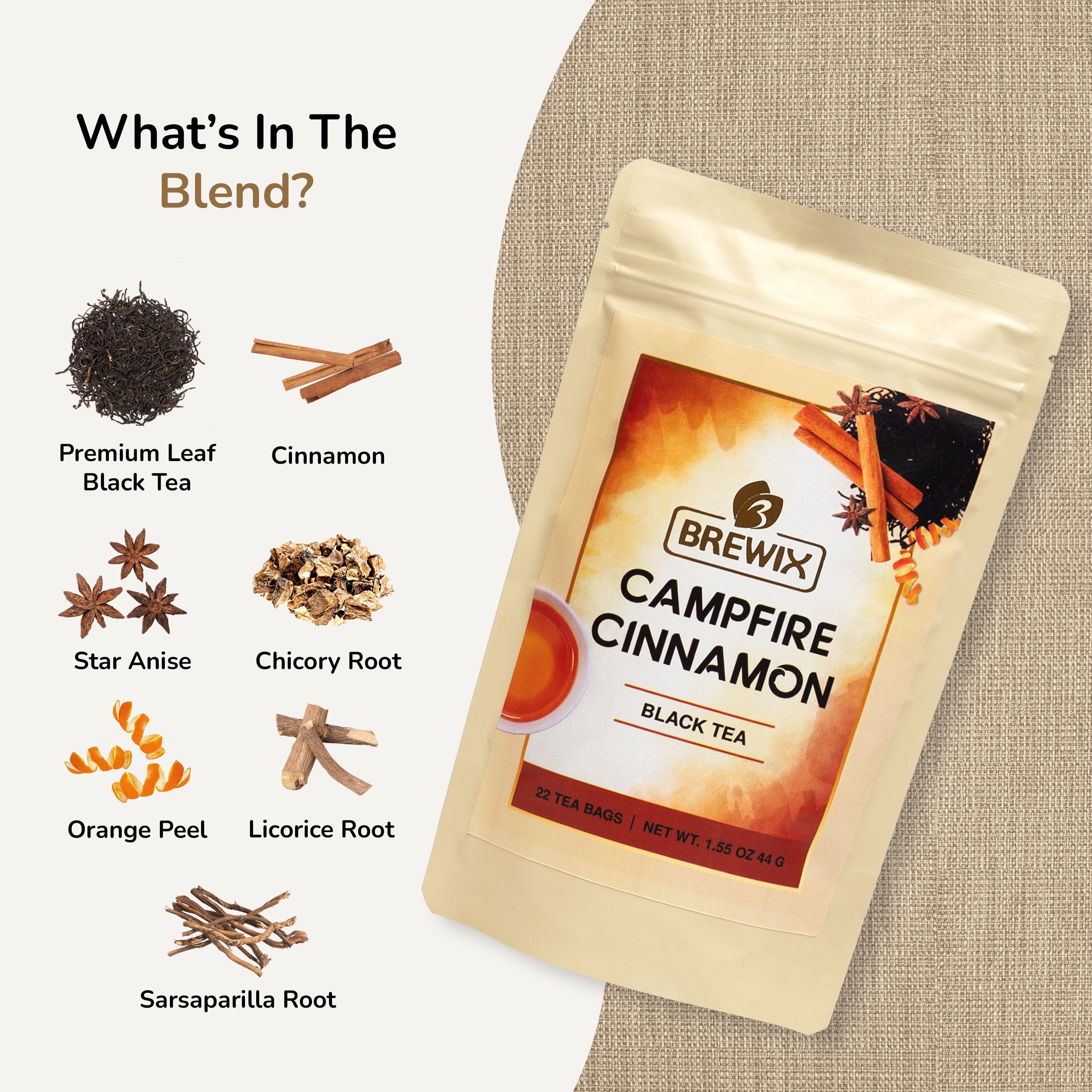 Campfire Cinnamon Black Tea, 22 Pyramid Bags