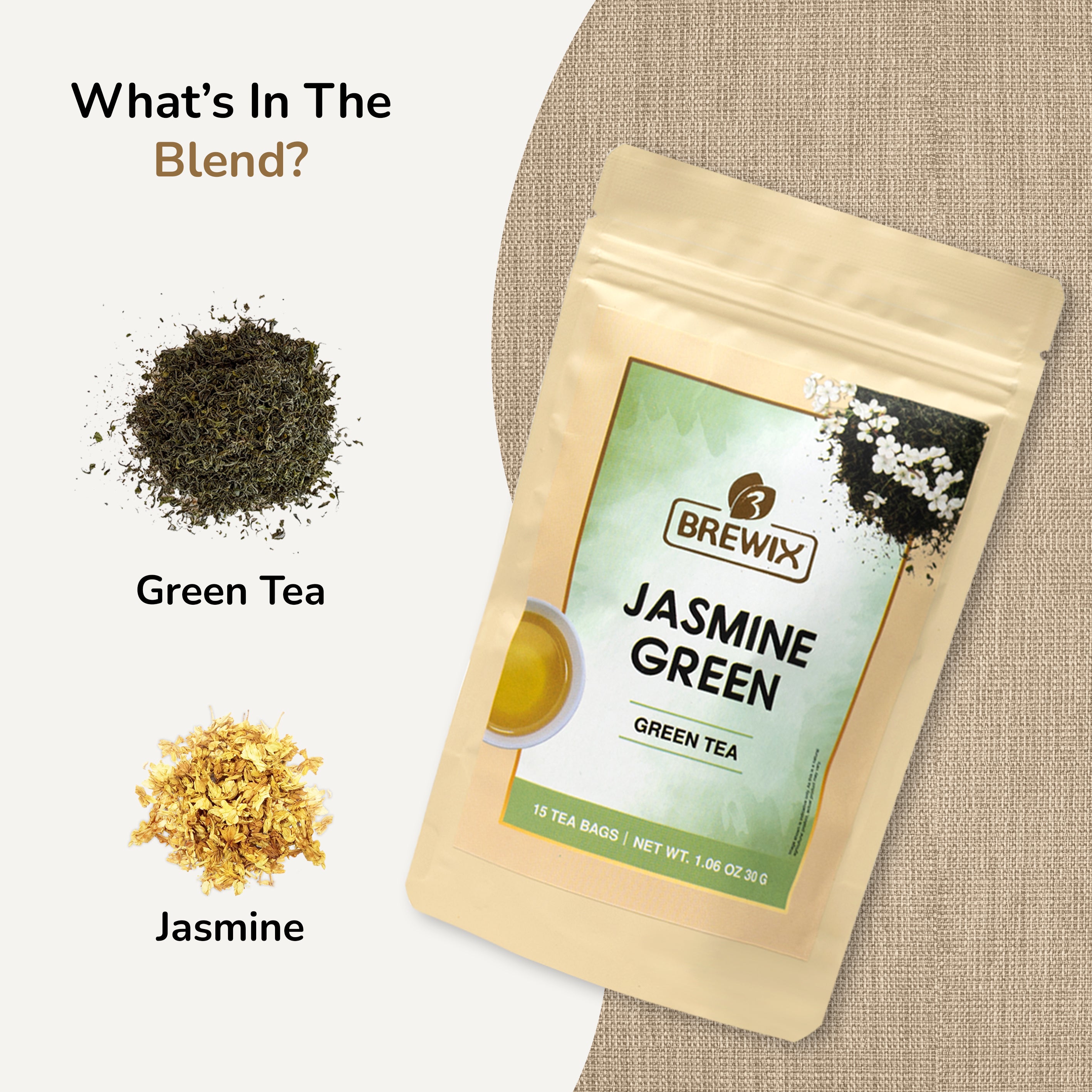 Jasmine Green Tea, 15 pyramid tea bags