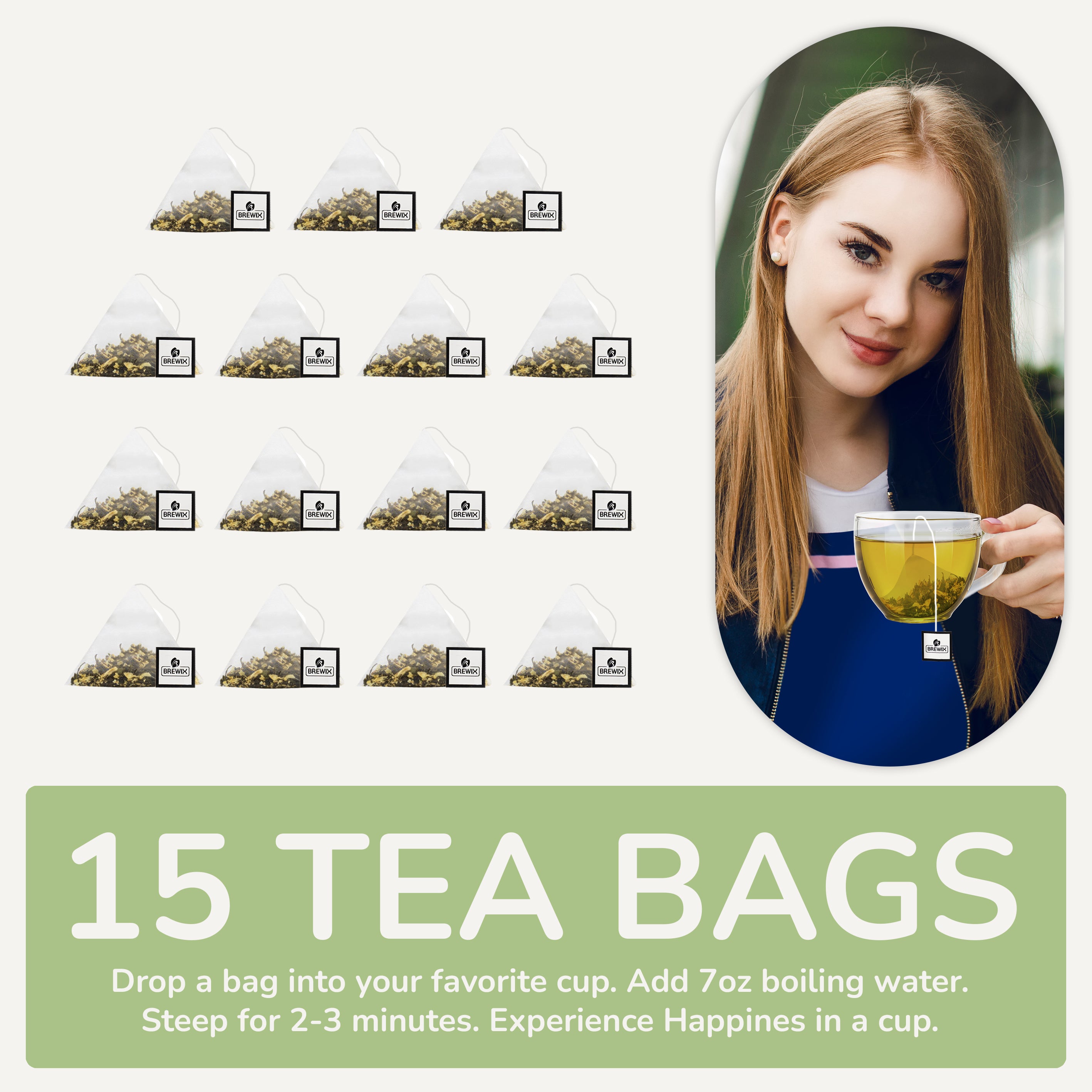 Jasmine Green Tea, 15 pyramid tea bags