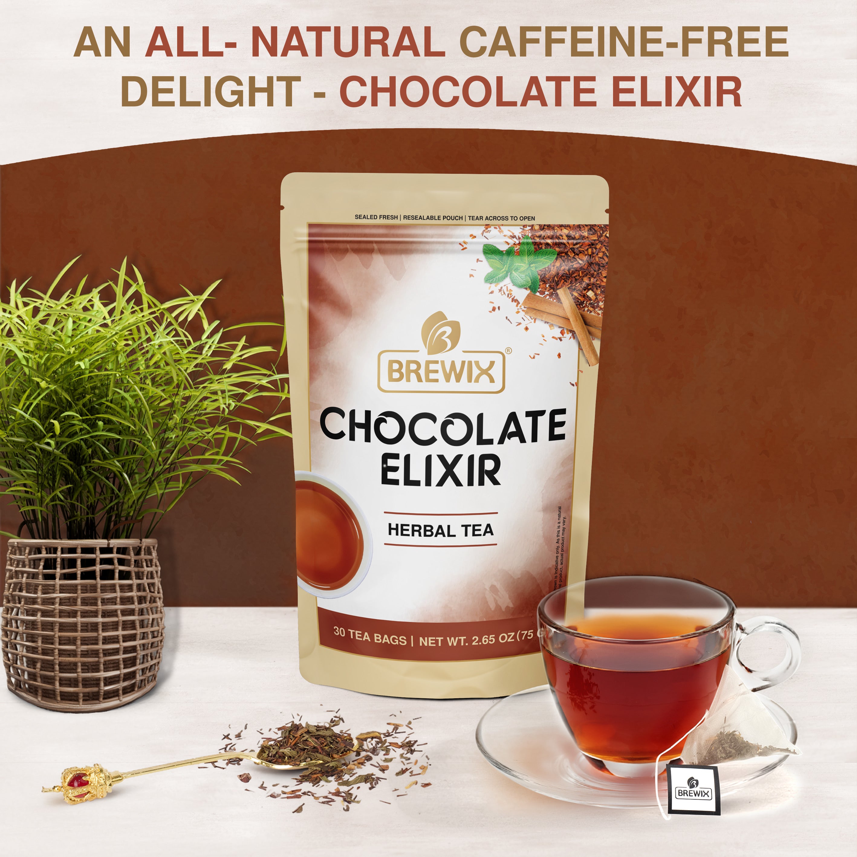 Chocolate Elixir | Caffeine-Free, Decadent Herbal Delight