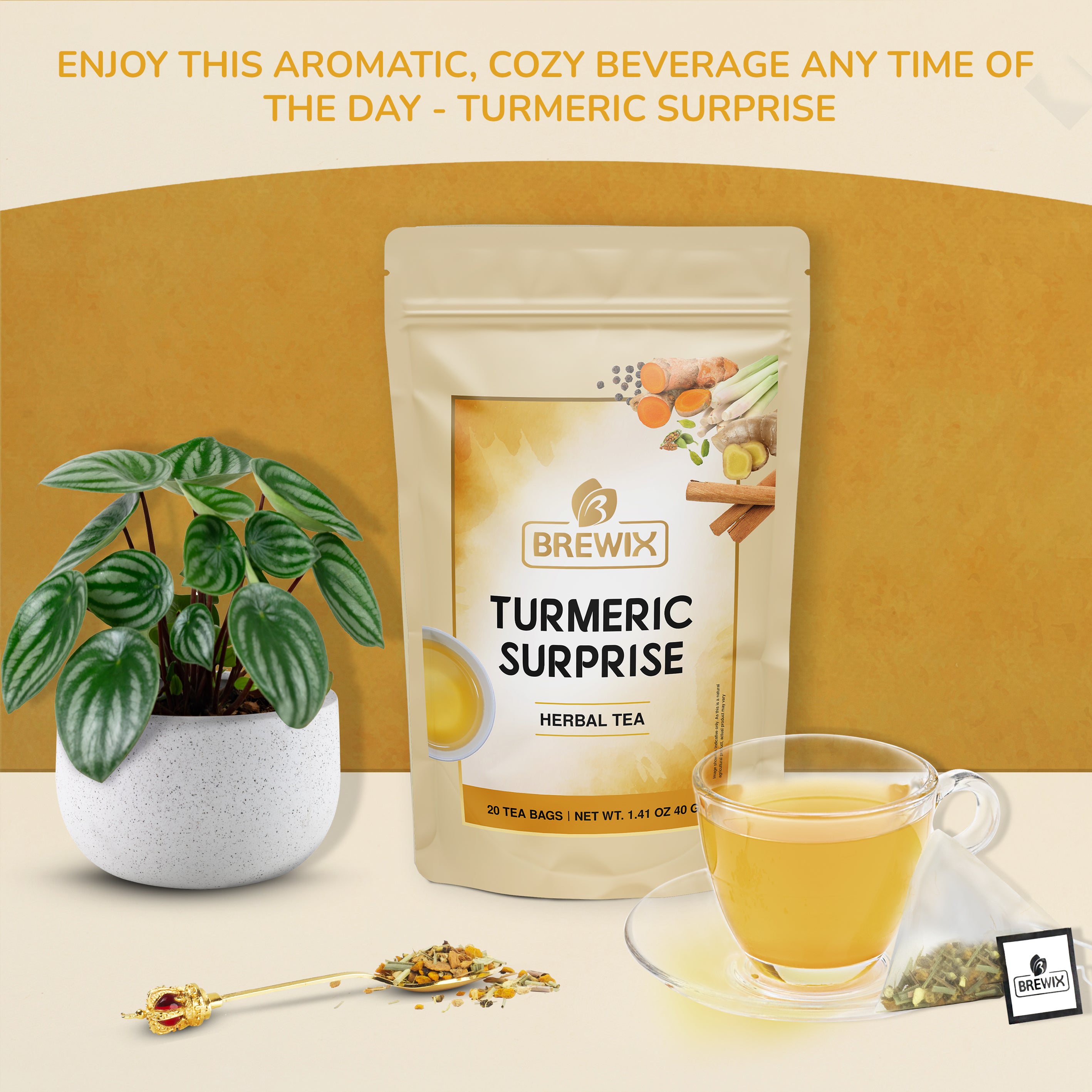 Turmeric Surprise Herbal Tea Tissane, 20 Pyramid Bags