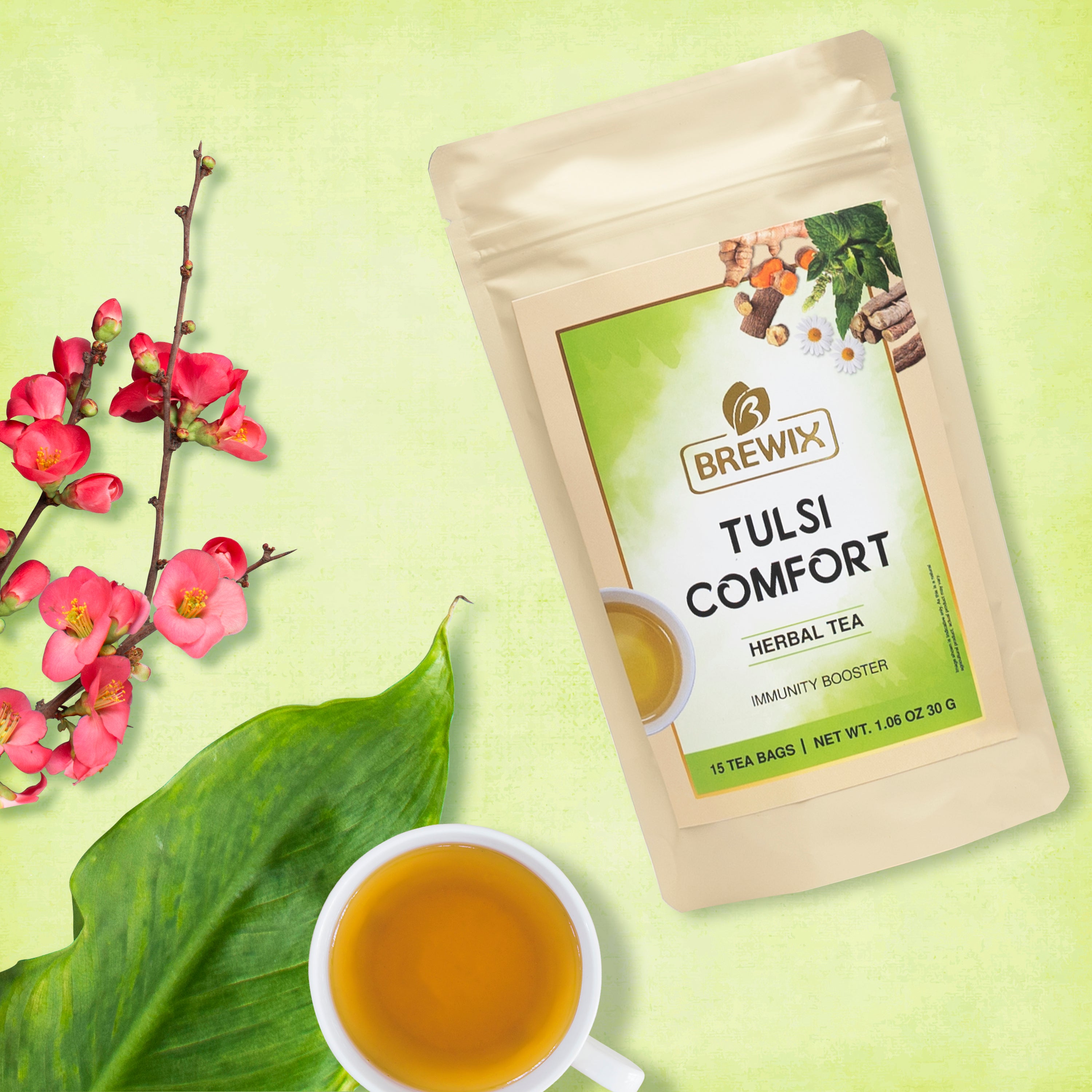 Tulsi Comfort Tea, 15 pyramid tea bags