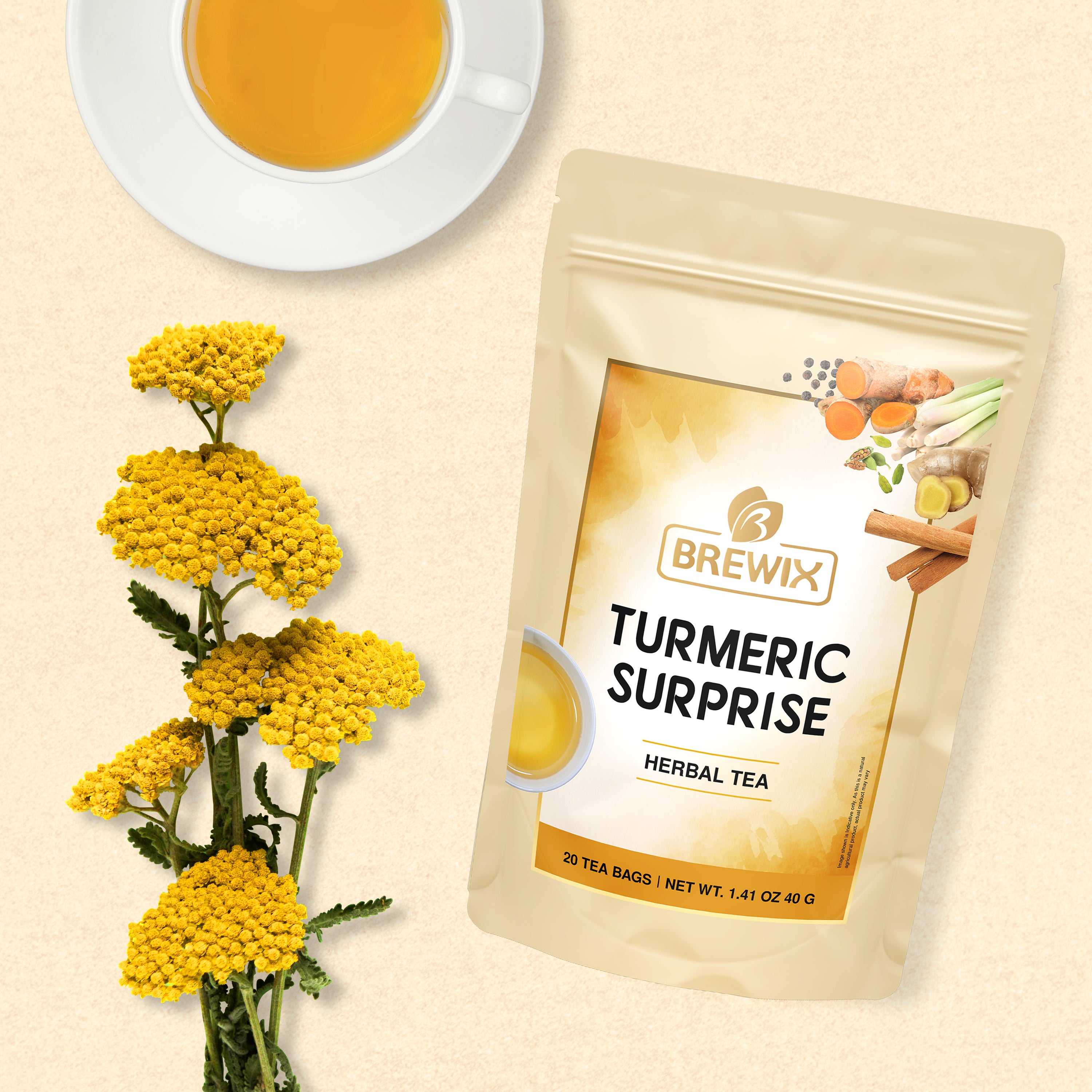 Turmeric Surprise Herbal Tea Tissane, 20 Pyramid Bags