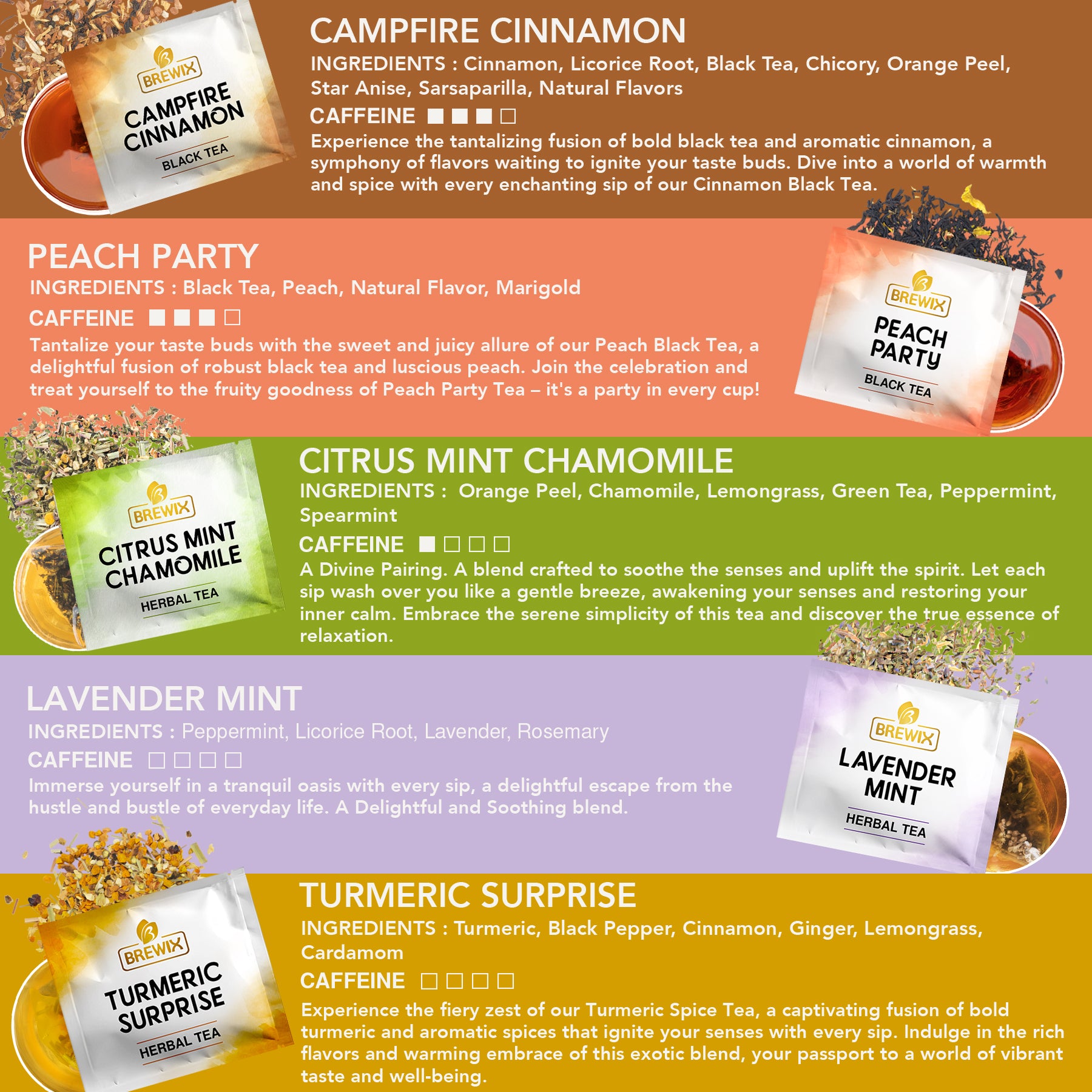 Assorted Tea Sampler Variety Pack with 15 Flavors