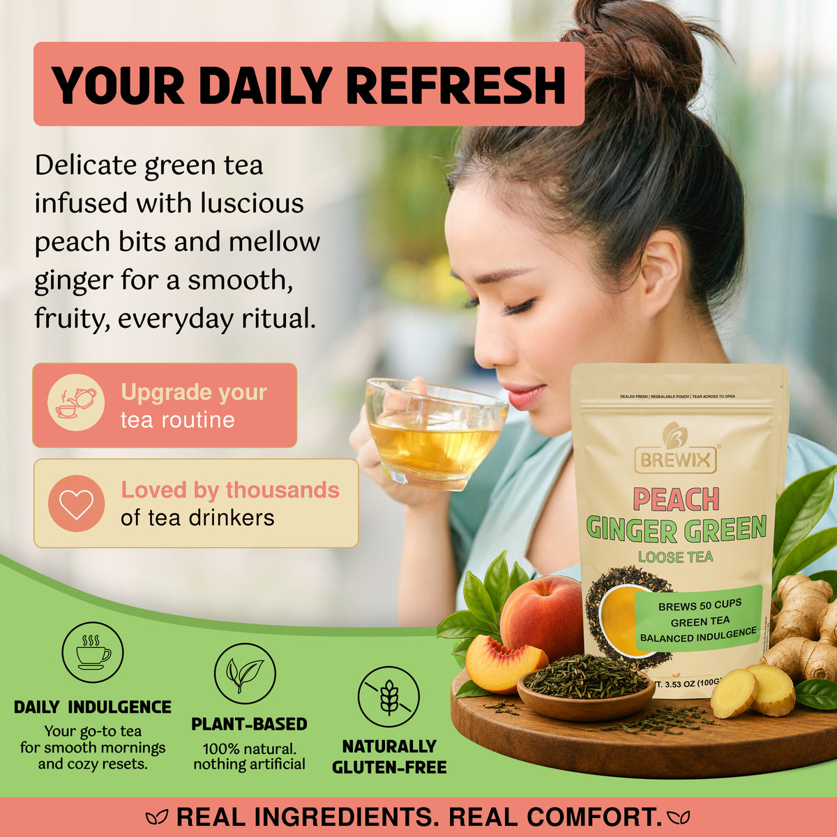 Peach Ginger Green Tea | A Peachy Little Pick-Me-Up