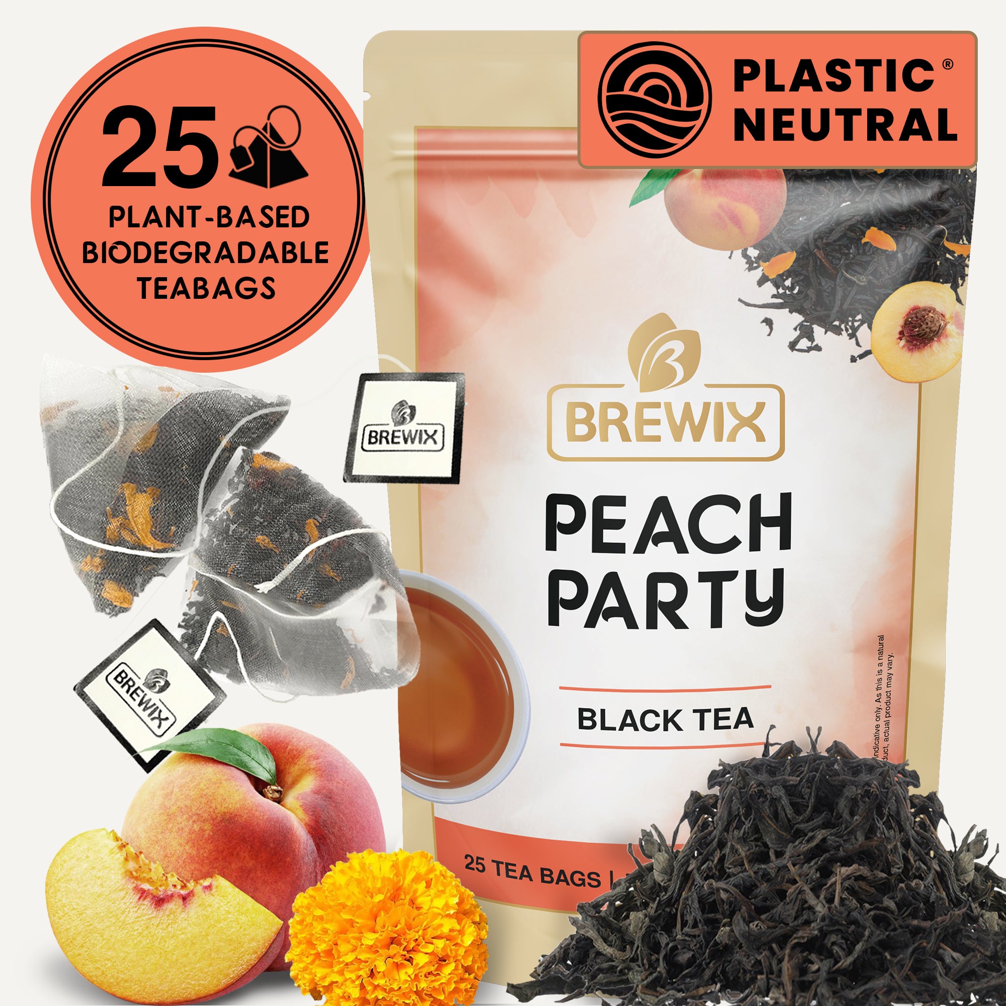 Peach Black Tea | Rich Black Tea with with Luscious Peach Bits and Natural Flavor