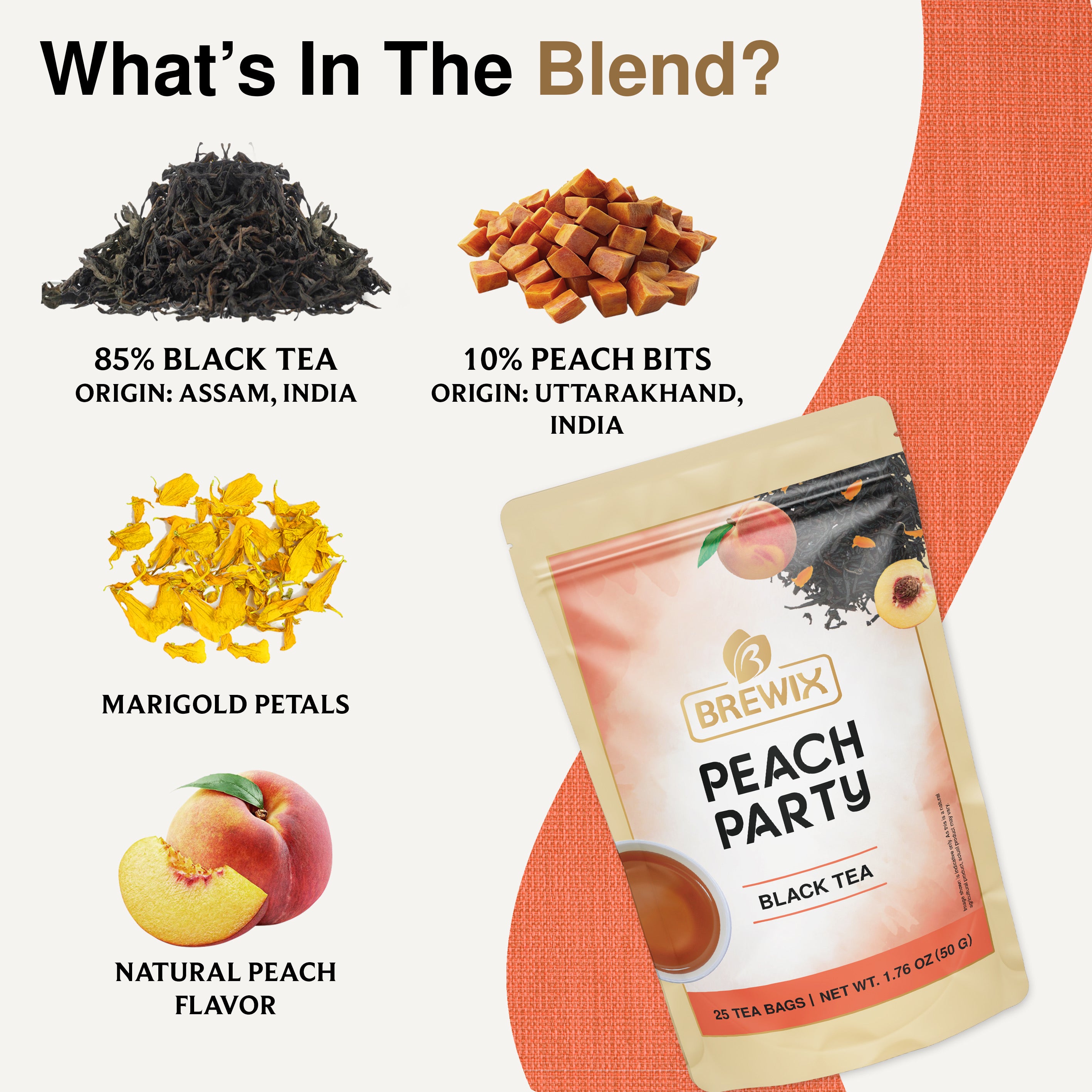 Peach Black Tea | Rich Black Tea with with Luscious Peach Bits and Natural Flavor