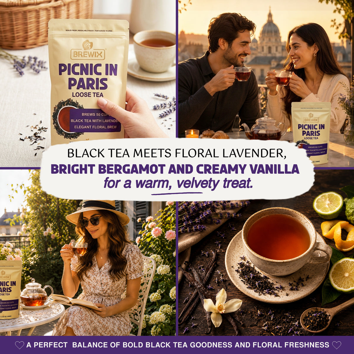 Picnic in Paris | A Whispered Romance of Rich black tea, Lavender, Bergamot, and Vanilla.