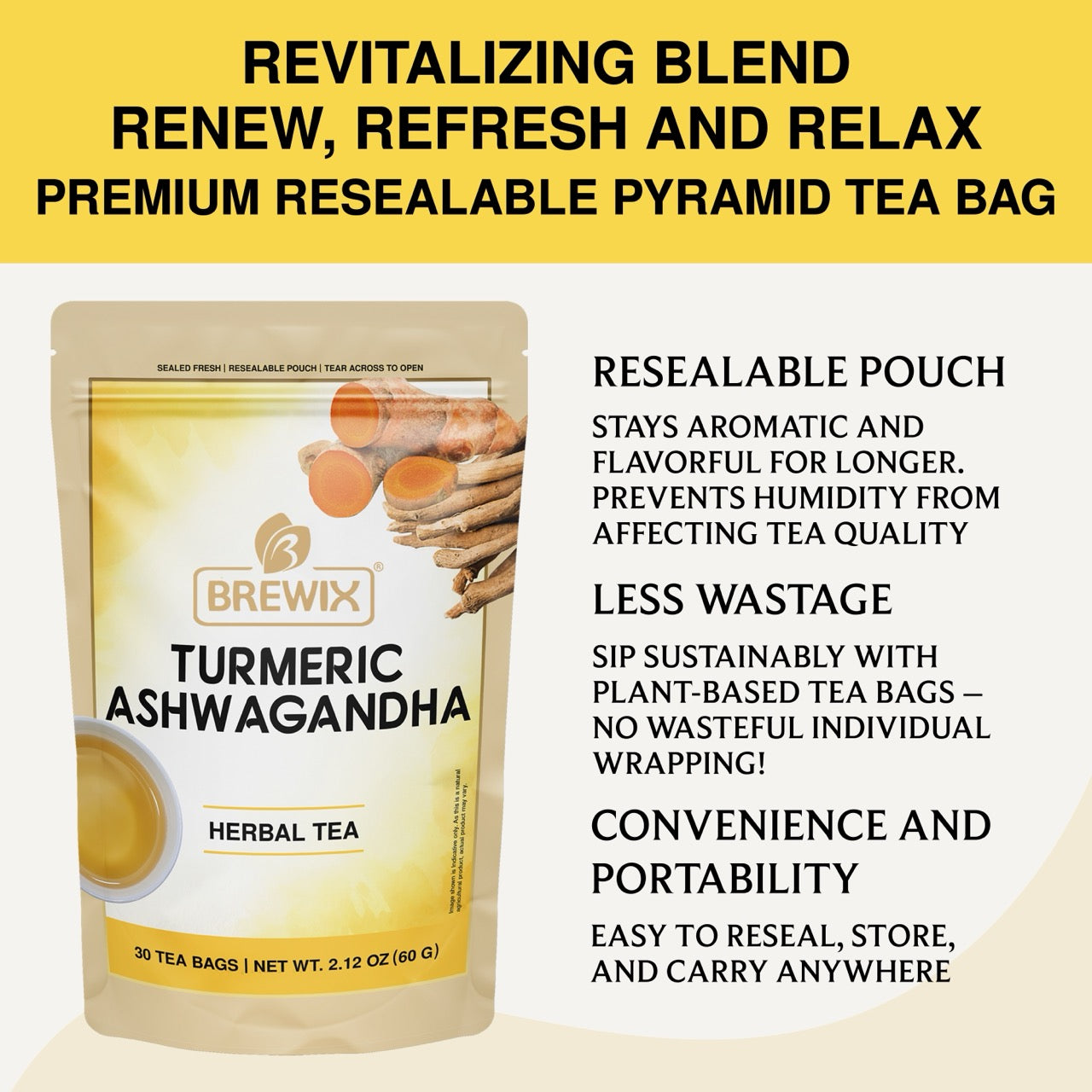 Turmeric Ashwagandha Herbal Tea - Stress Relief & Daily Wellness