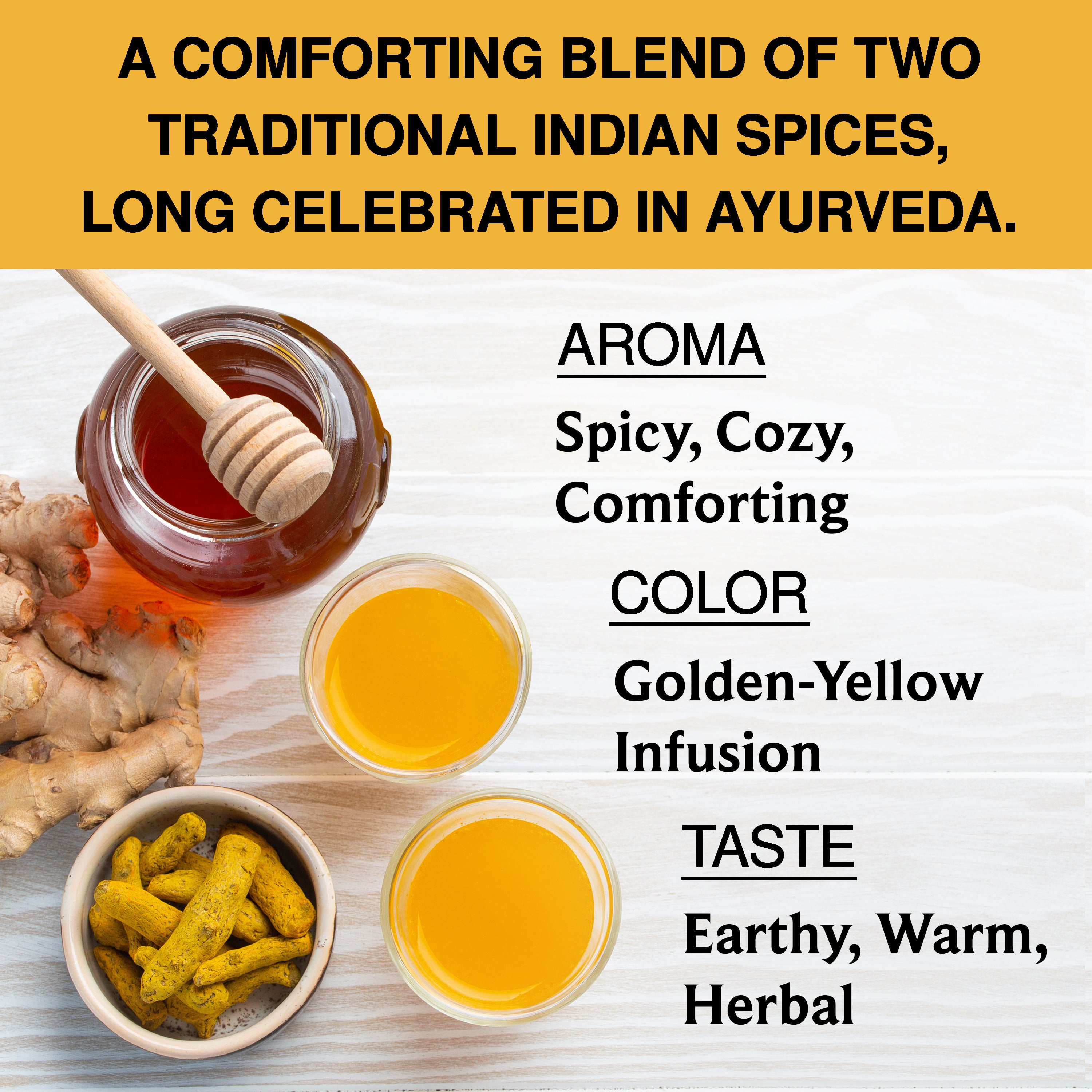 Turmeric Ginger Herbal Tea Tissane, Soothes and Revitalizes