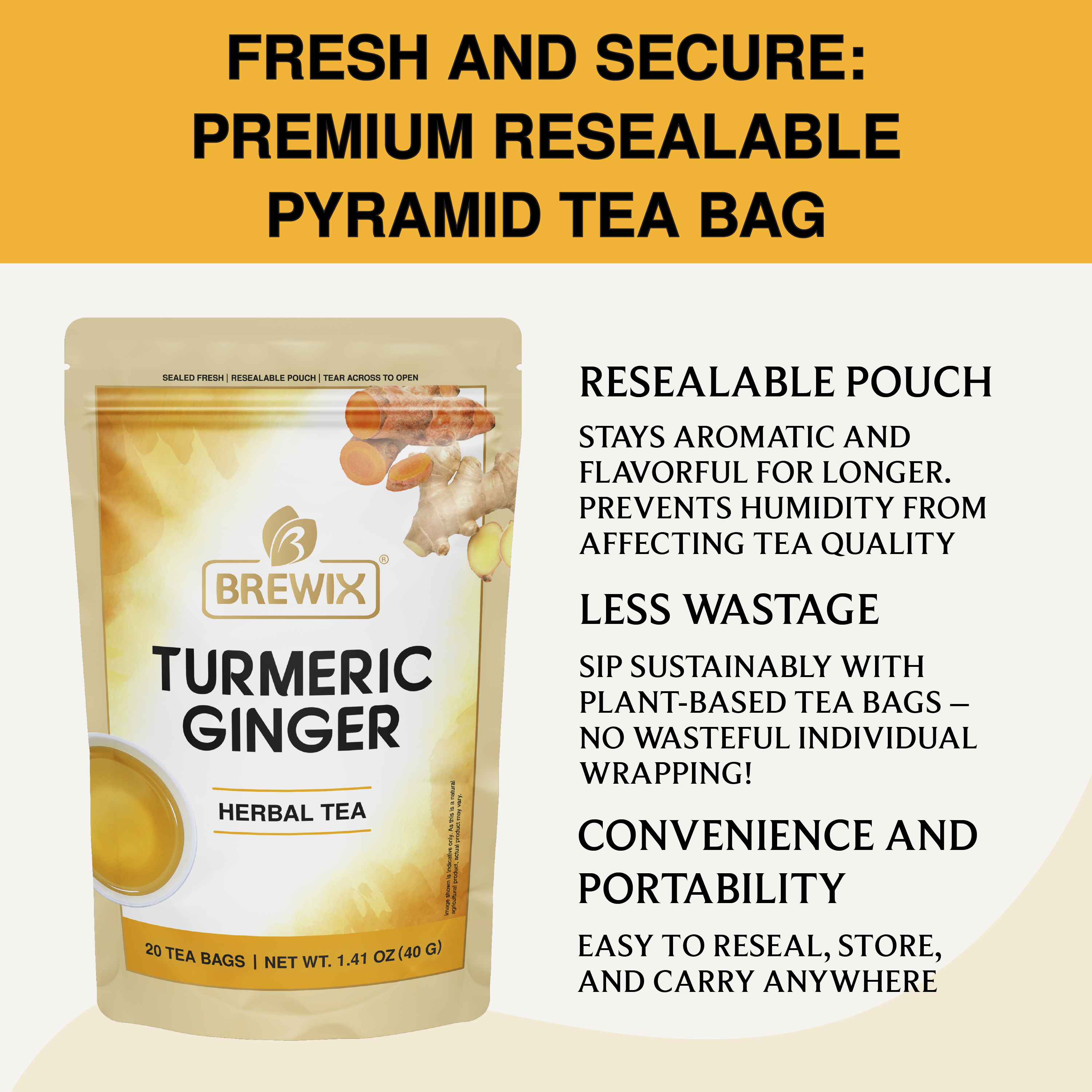 Turmeric Ginger Herbal Tea Tissane, Soothes and Revitalizes