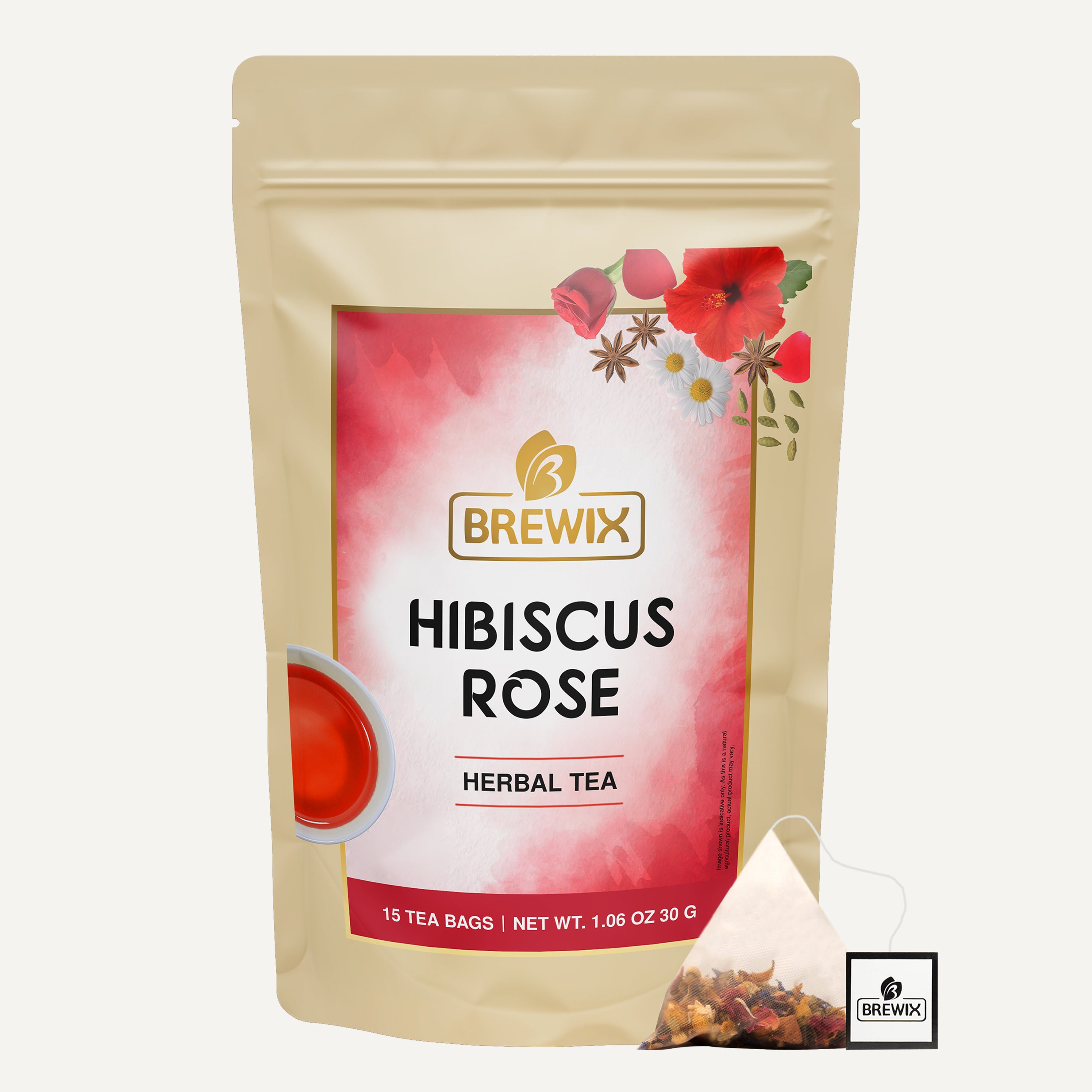 Hibiscus Rose Tea, 15 pyramid tea bags