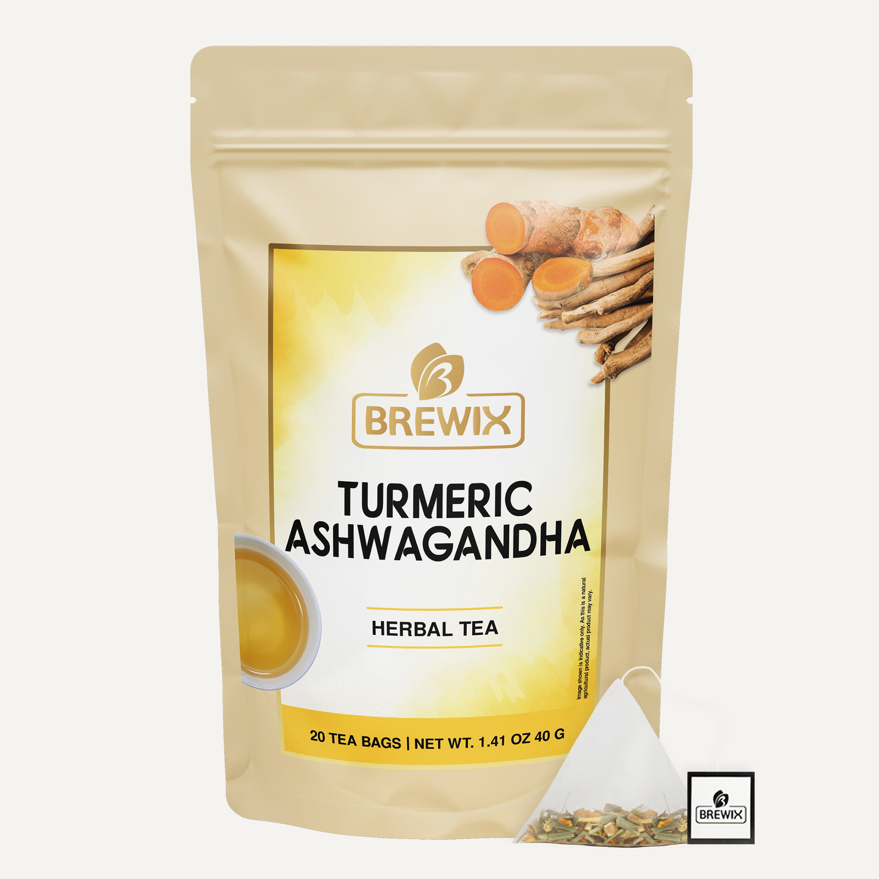 Turmeric Ashwagandha Herbal Tea Tissane, 20 Pyramid Tea Bags