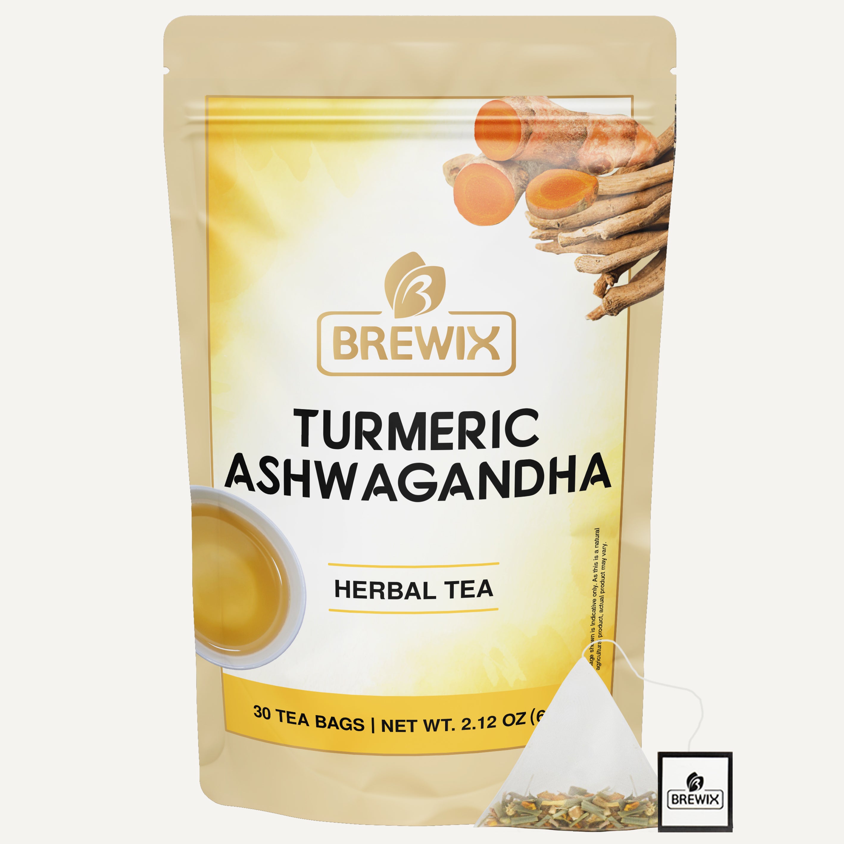 Turmeric Ashwagandha Herbal Tea, 30 Pyramid Tea Bags