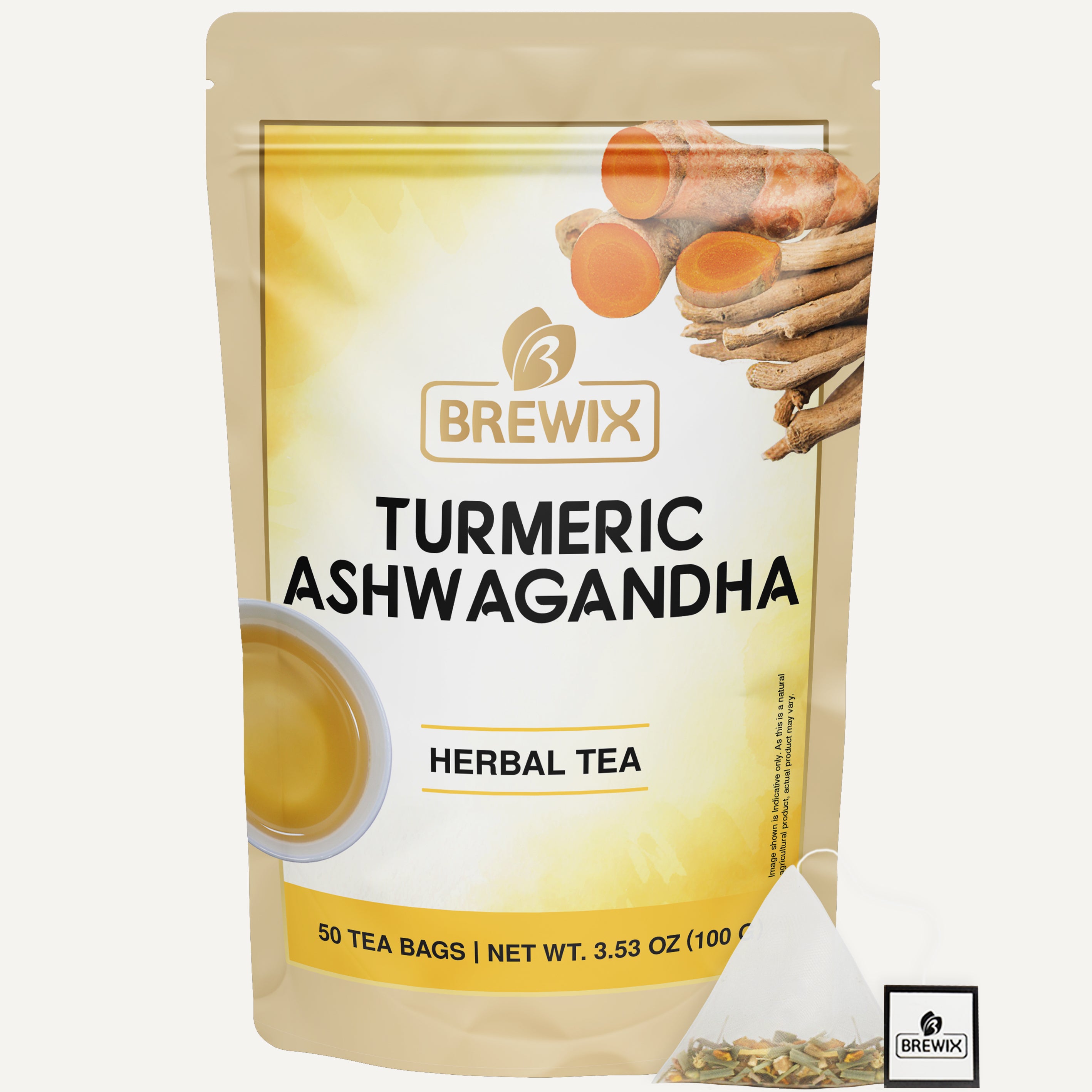 Turmeric Ashwagandha Herbal Tea Tissane, 50 Pyramid Tea Bags