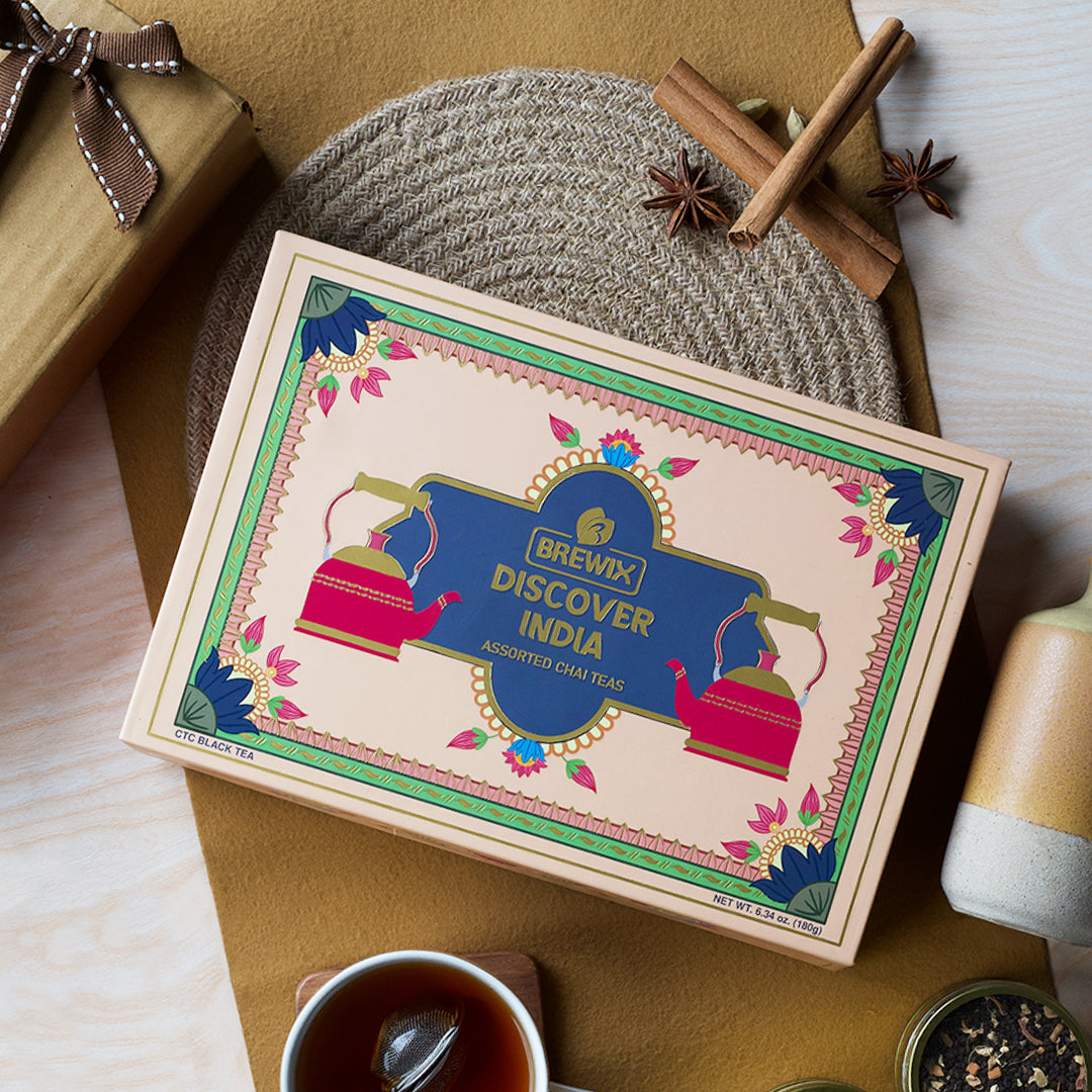 Discover India Chai Tea Gift Set Box, Set of 6