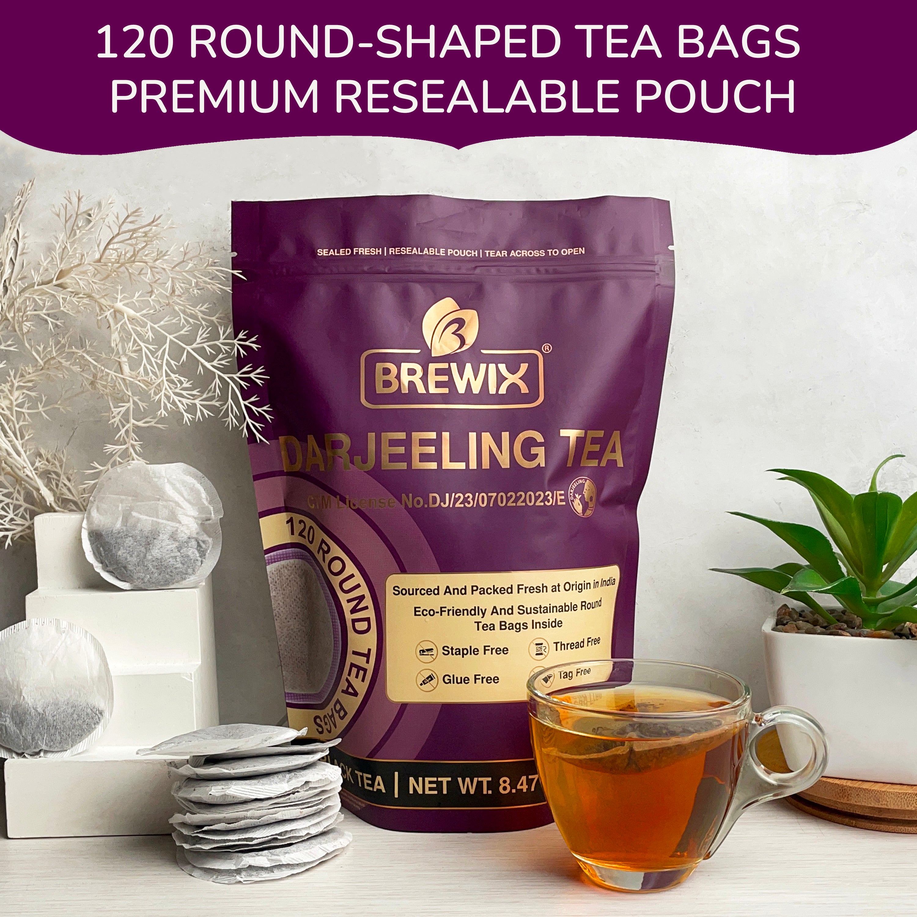 Darjeeling 120 Round Bags | Naturally Smooth, Aromatic Himalayan Elegance