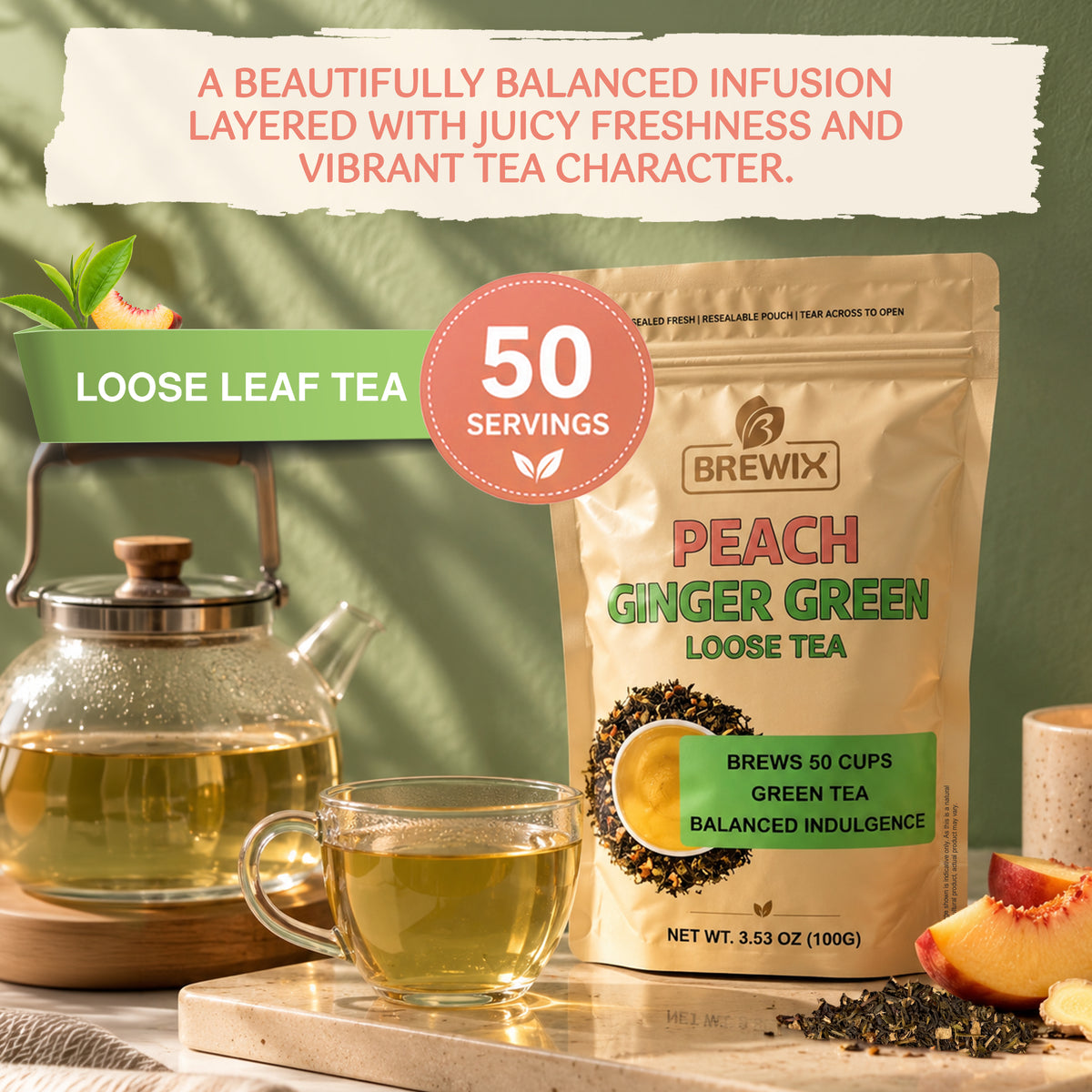 Peach Ginger Green Tea | A Peachy Little Pick-Me-Up