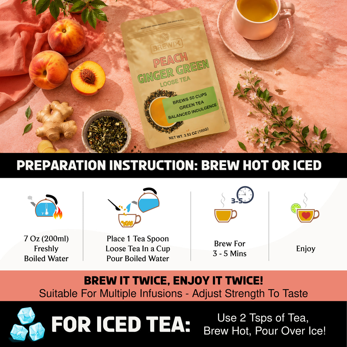 Peach Ginger Green Tea | A Peachy Little Pick-Me-Up