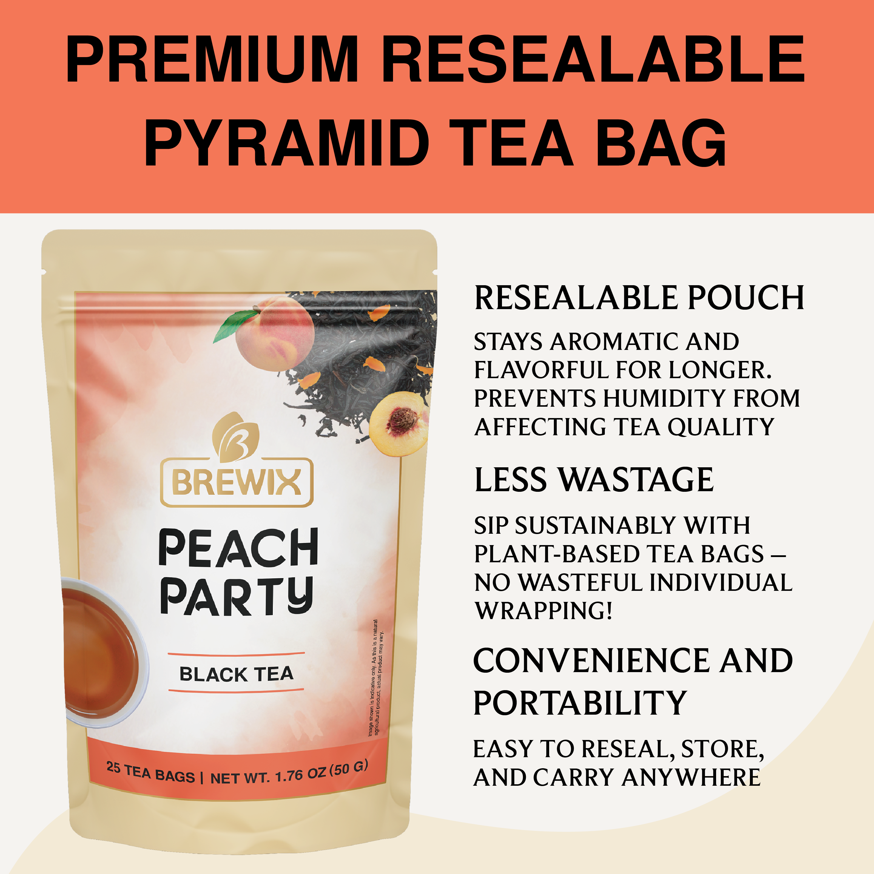 Peach Black Tea | Rich Black Tea with with Luscious Peach Bits and Natural Flavor