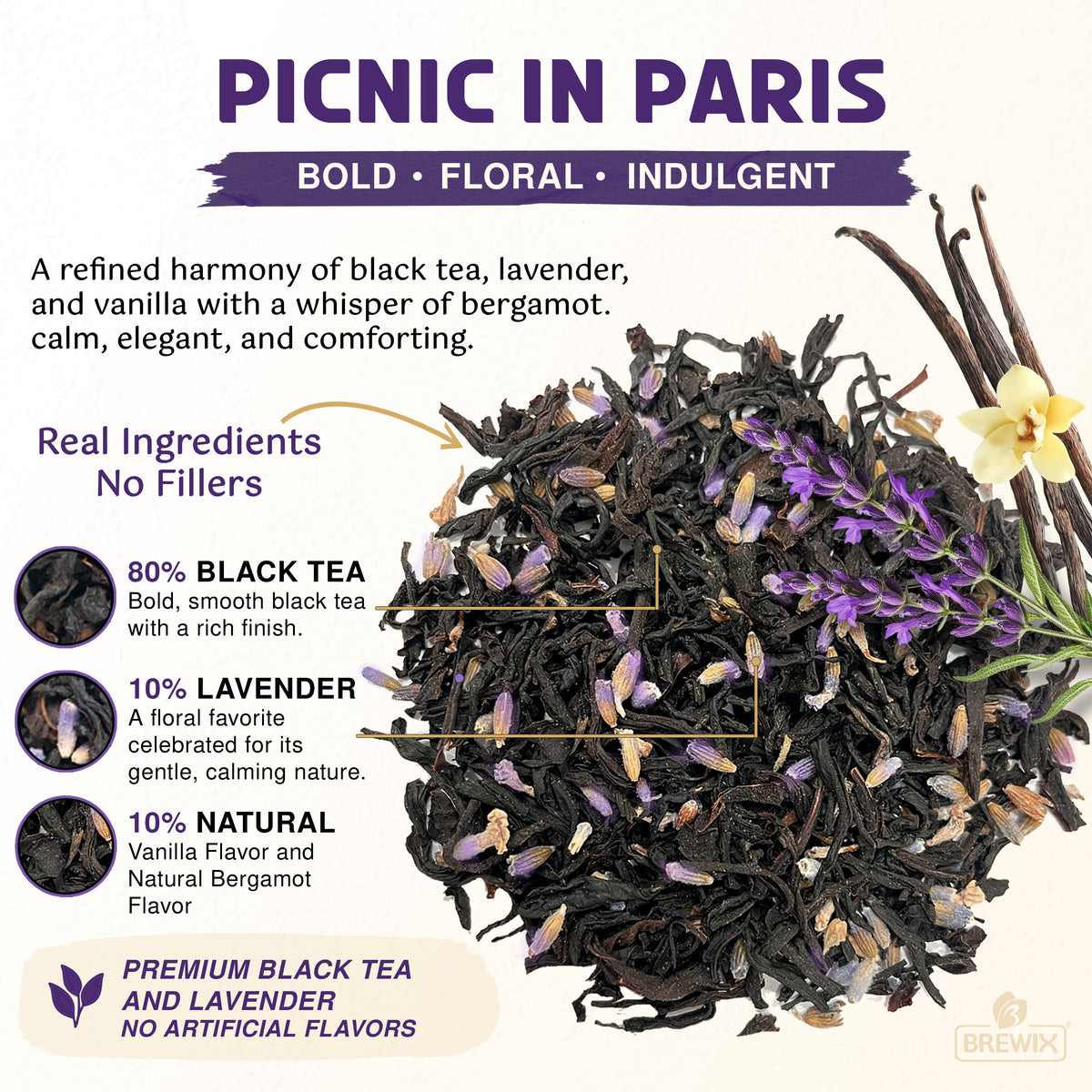 Picnic in Paris | A Whispered Romance of Rich black tea, Lavender, Bergamot, and Vanilla.