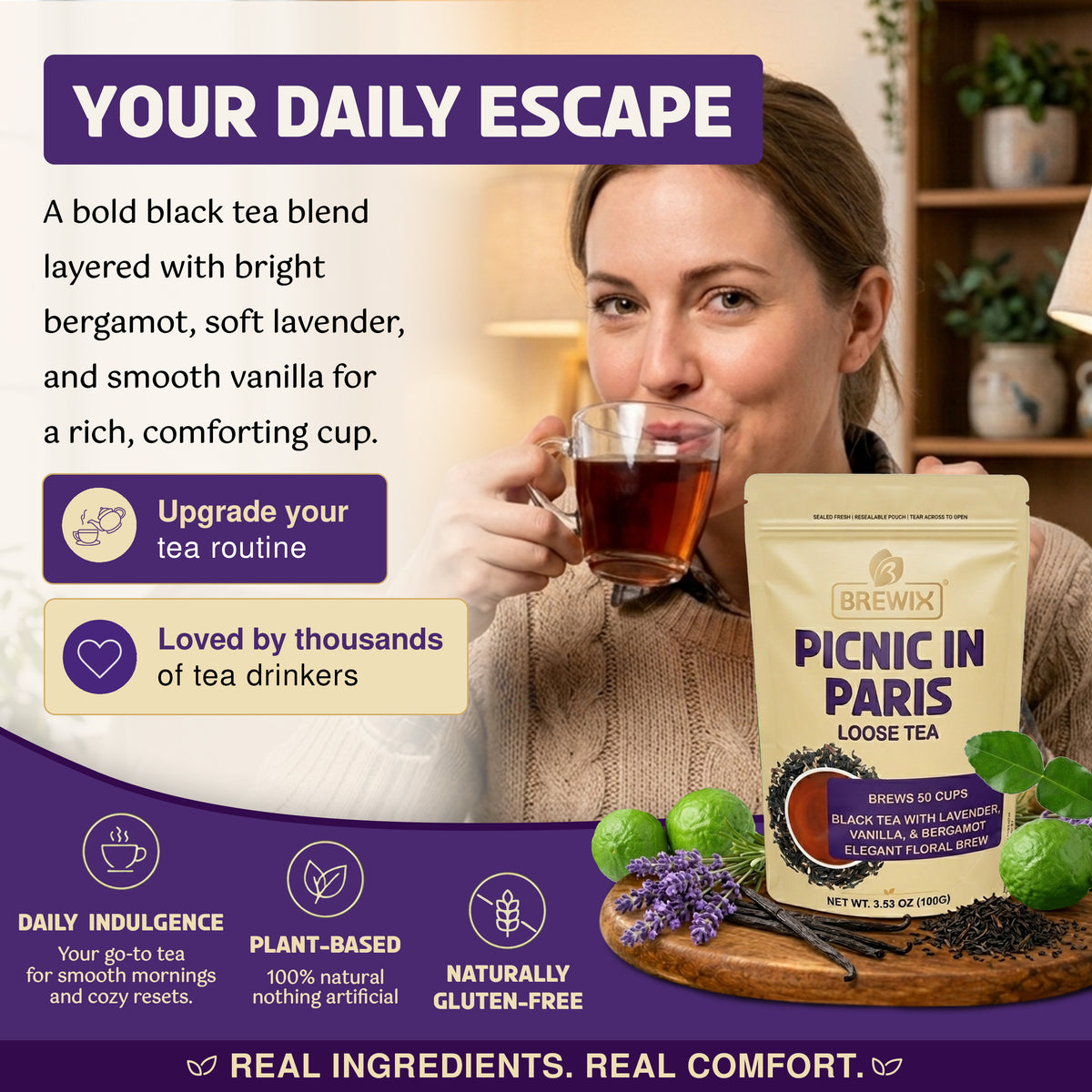 Picnic in Paris | A Whispered Romance of Rich black tea, Lavender, Bergamot, and Vanilla.