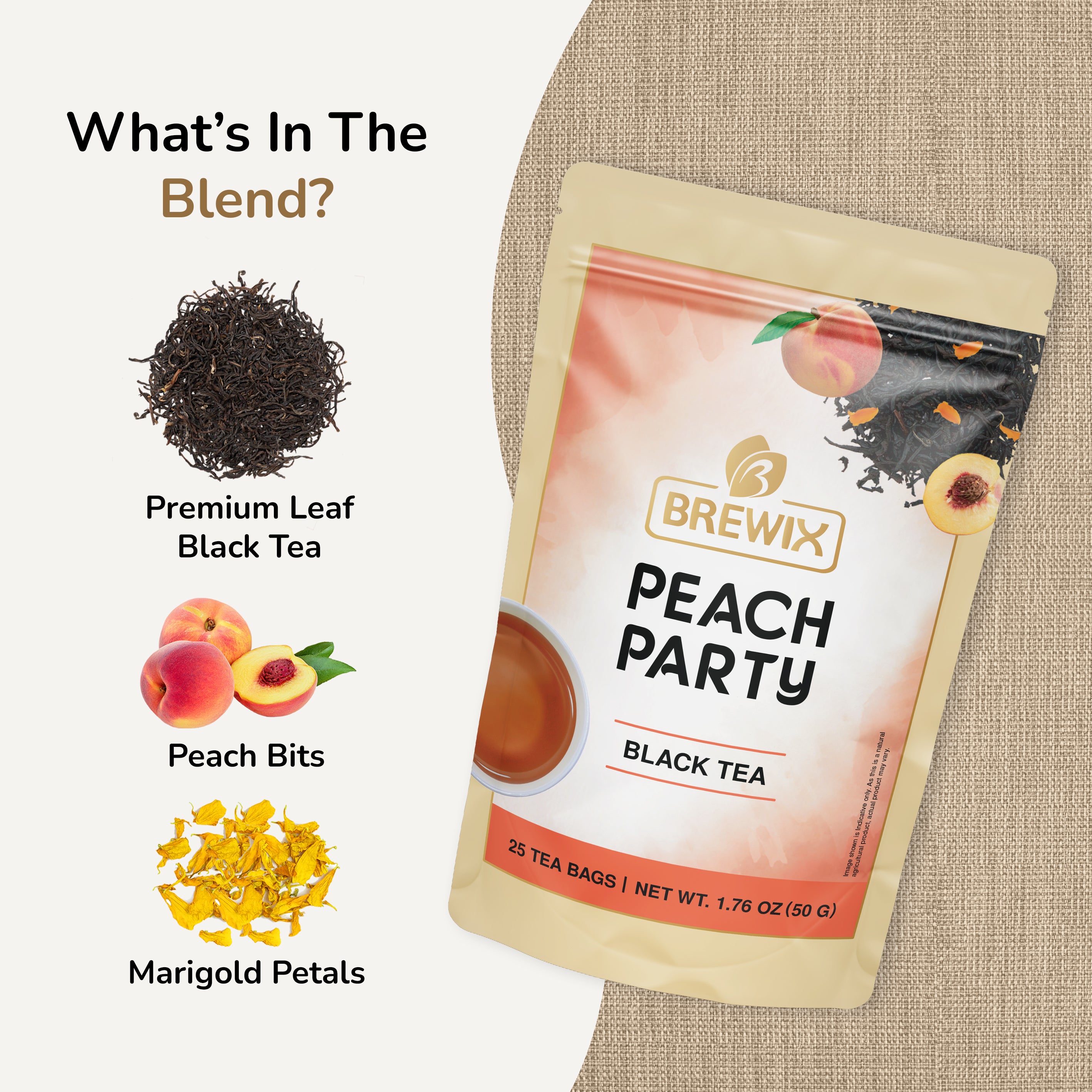 Peach Black Tea, 25 Pyramid Bags