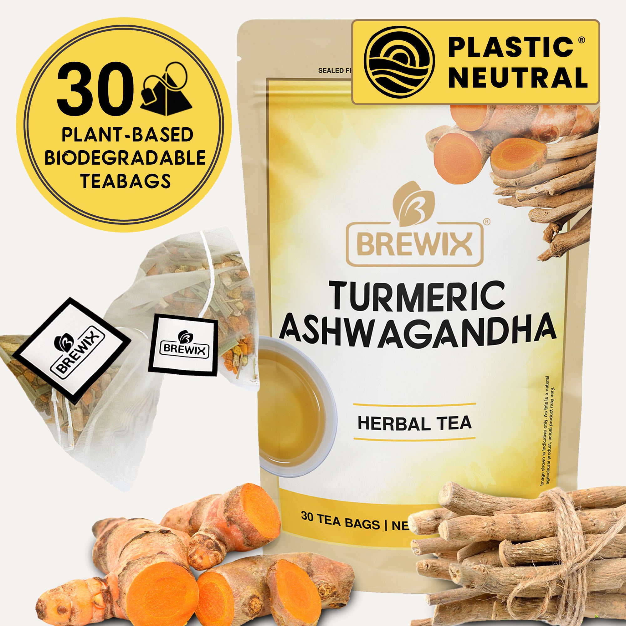 Turmeric Ashwagandha Herbal Tea - Stress Relief & Daily Wellness