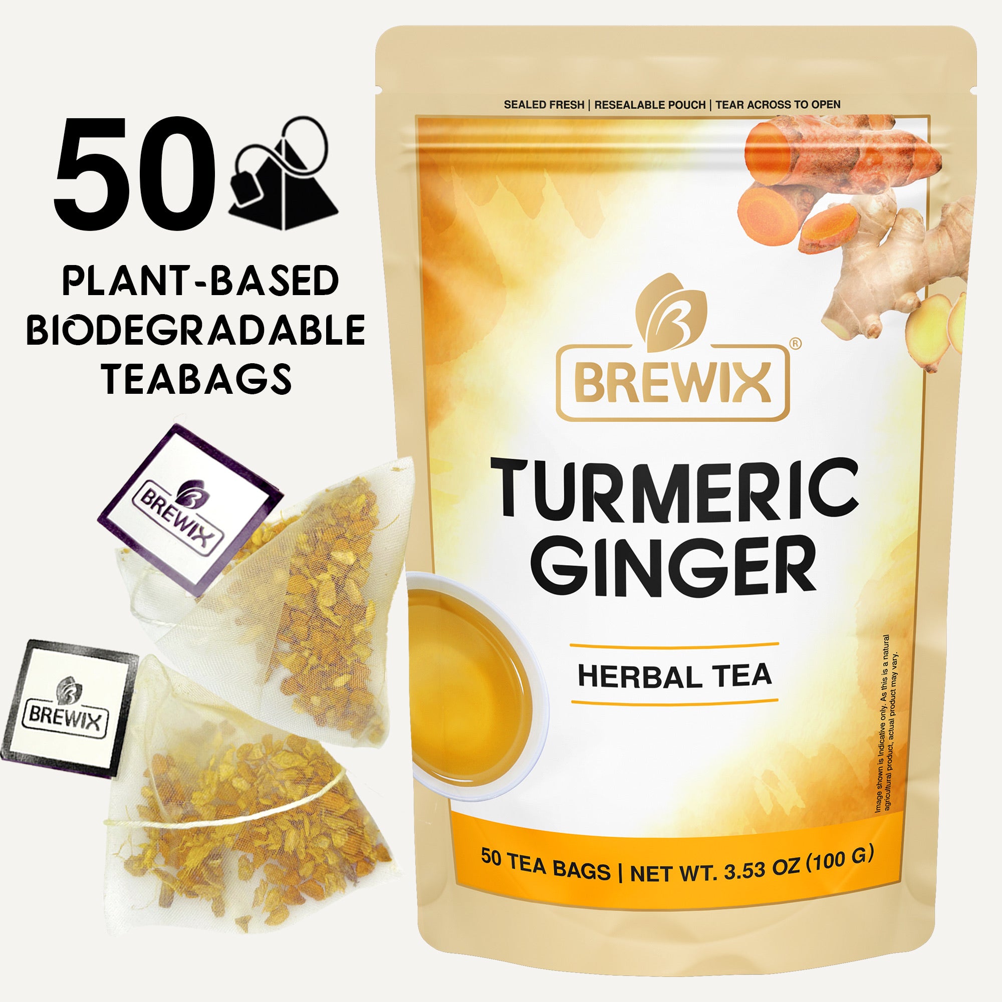 Turmeric Ginger Herbal Tea Tissane, Soothes and Revitalizes